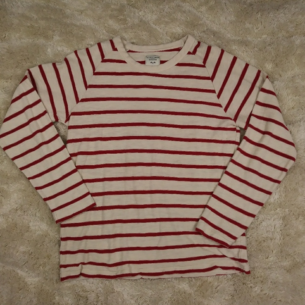 Zara man red and white stripes sweater. Large